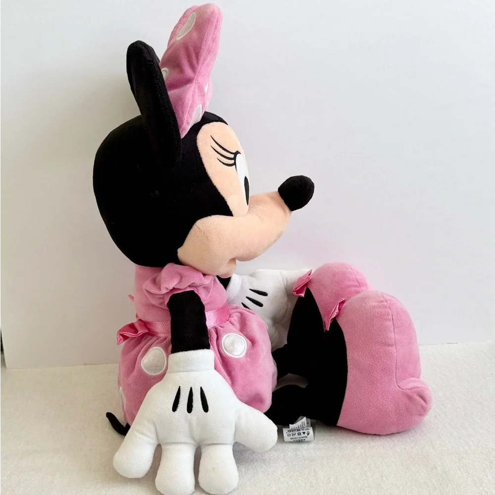Disney Minnie Mouse Plush 27” Stuffed Animal Pink Polka Dot Bow and Dress